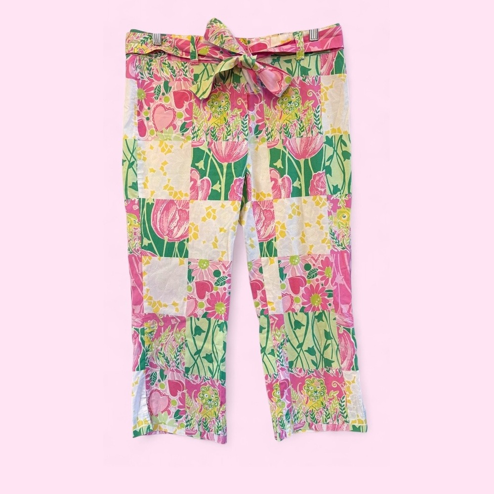 Lilly‎ Pulitzer Pastels Spring Pinks/Yellows/Blues Patchwork Capri Pants Size 8